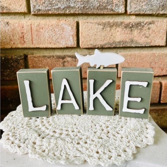 Lake Word Blocks 4 Piece Set - Picture 2 of 10
